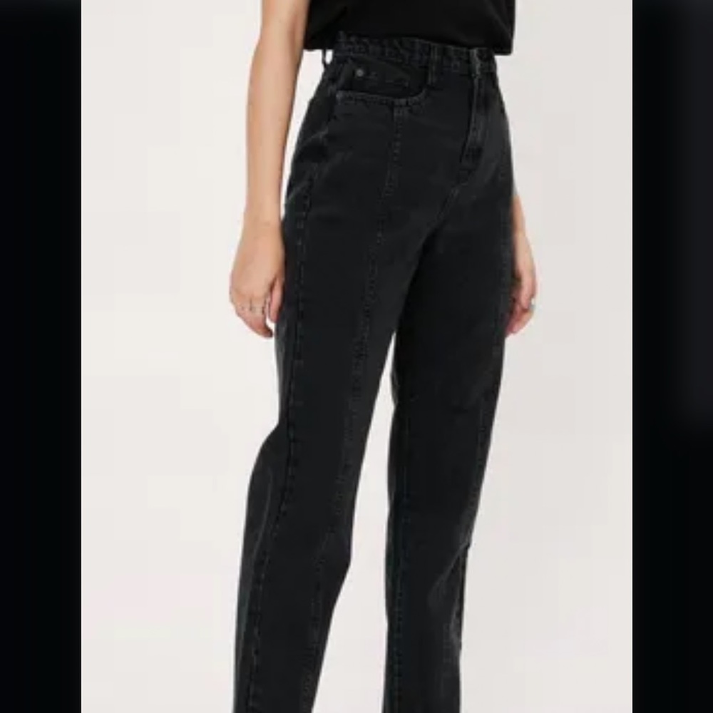 nastygal seam detail high waist mom black jeans
